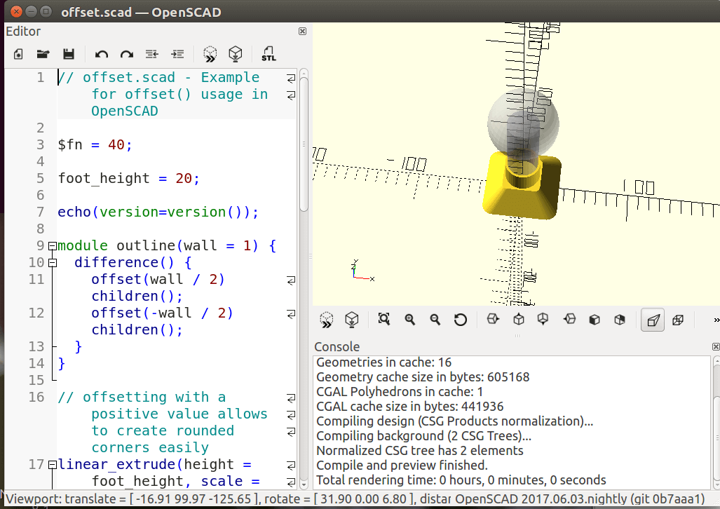 OpenSCAD for creating solid 3D CAD objects