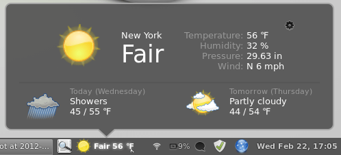 Linux Mint Weather Applet