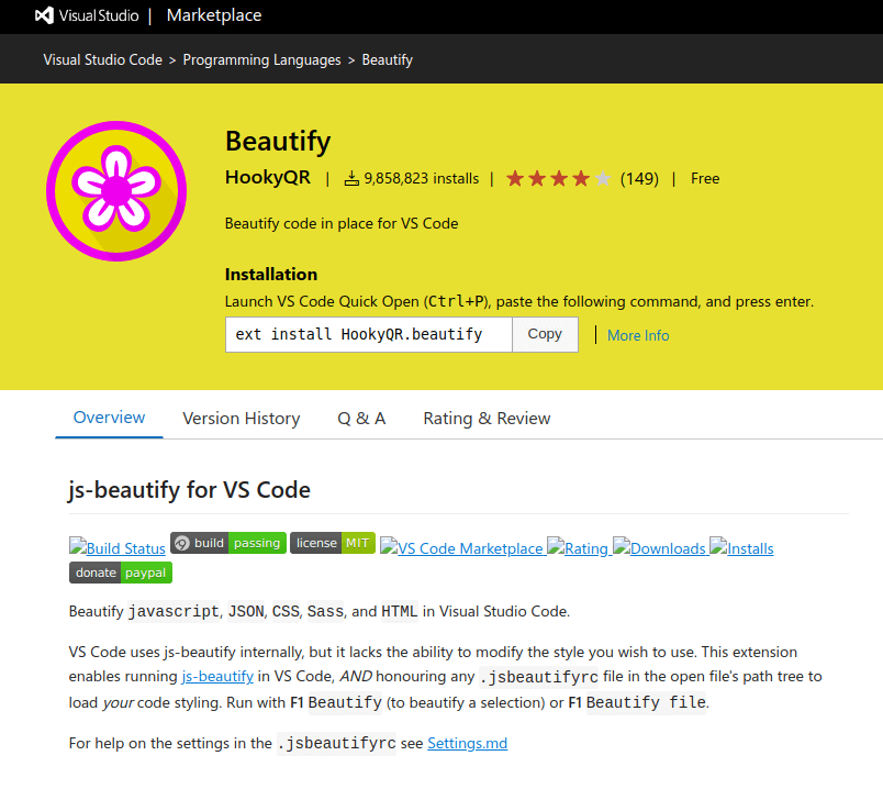 Beautify - VS Code Extension