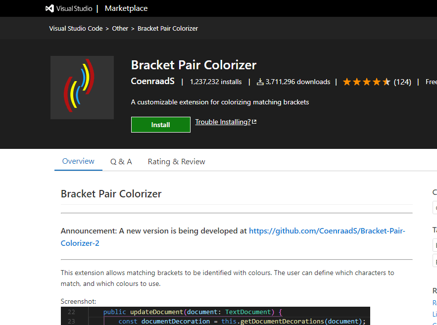 Расширение кода c. Bracket pair Colorizer. Vs code расширения цвет. Vs code расширения скрин. Bracket pair Colorizer vs code.