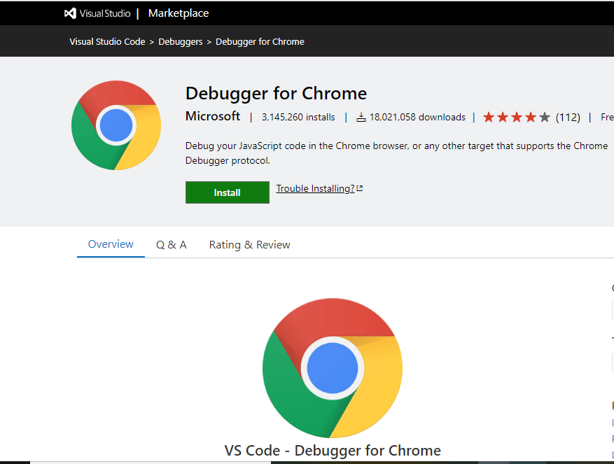 Debugger for Chrome VS Code Extension
