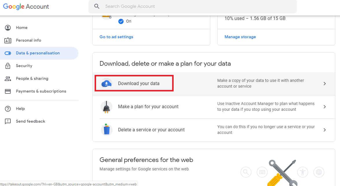 Download Gmail Data