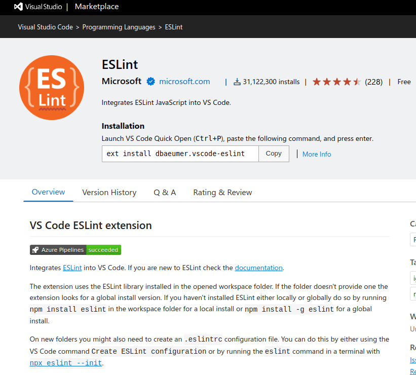 ESLint - VS Code Extension