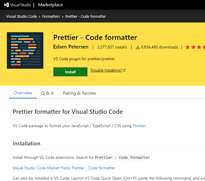 Prettier - VS Code Extension