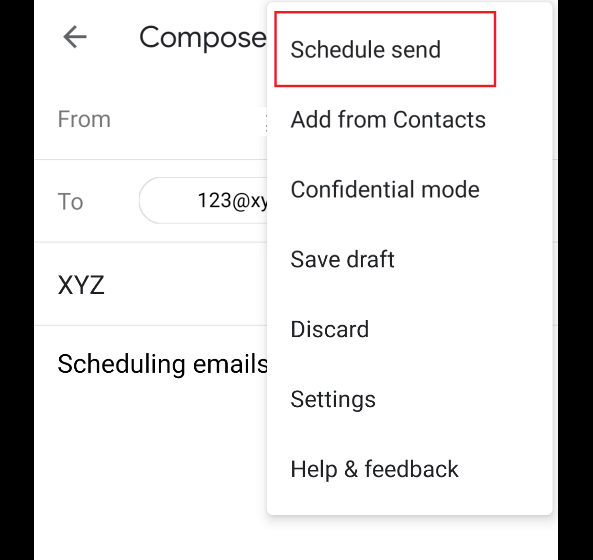 Schedule Email From SmartPhone