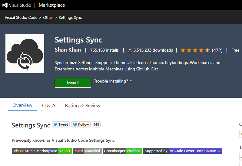 Settings Sync VS Code Extension