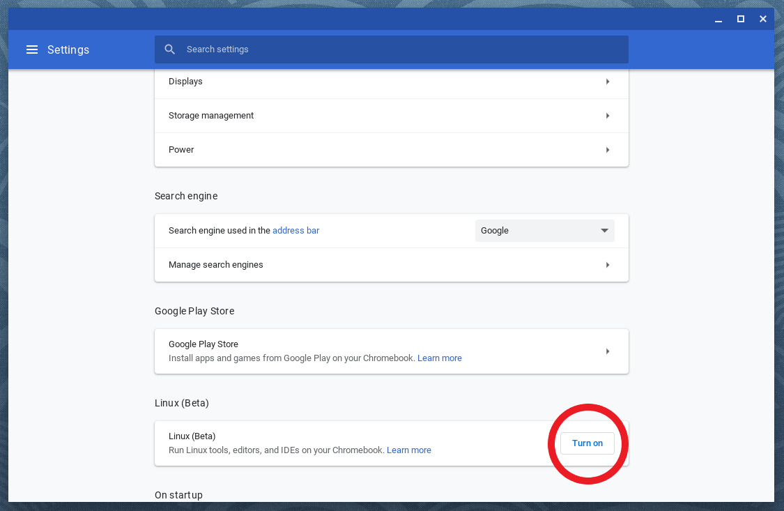 Enable Linux Beta on Chrome OS