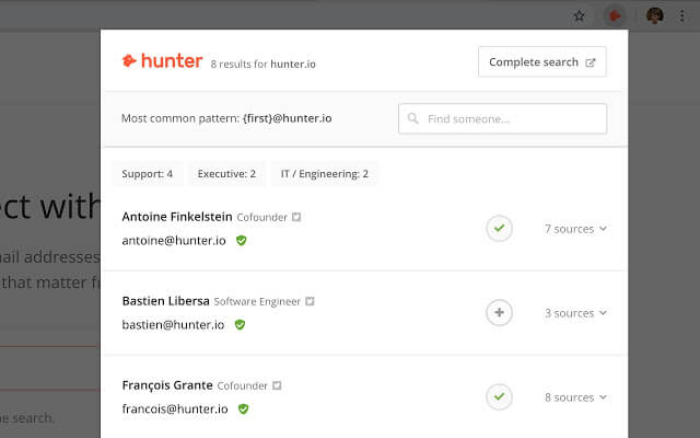 Hunter Chrome Extension