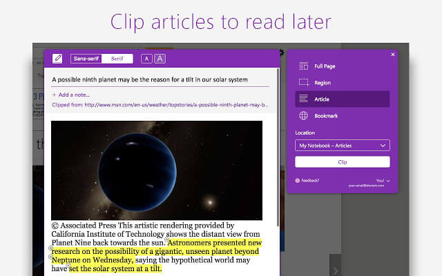 OneNote Web Clipper