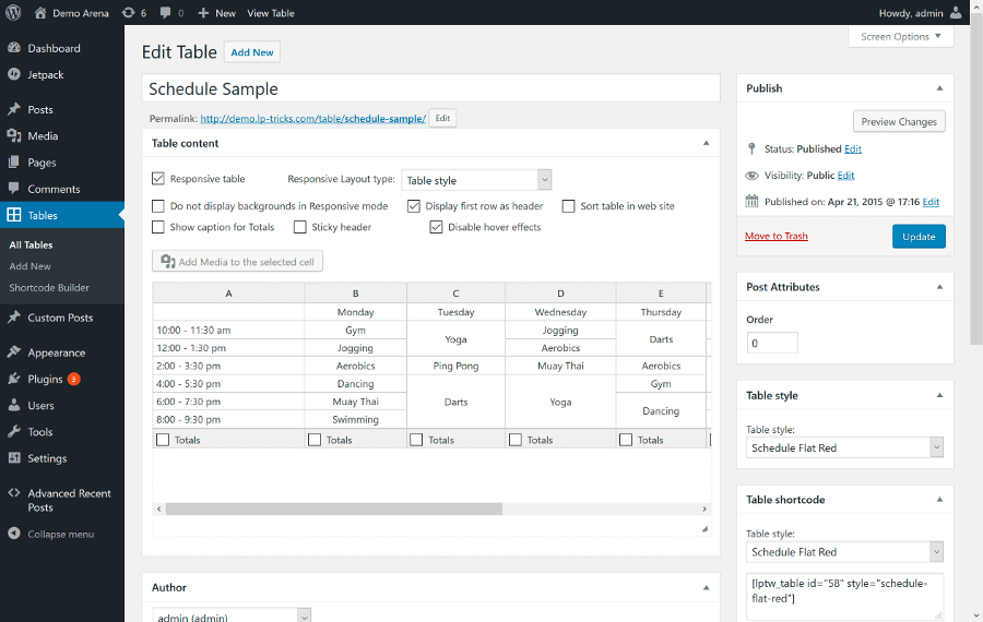 Advanced Tables Plugin