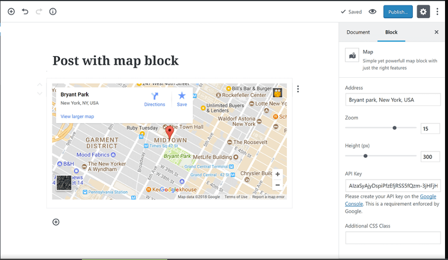 Google Maps Gutenberg Block