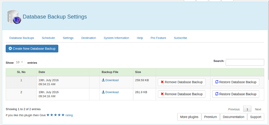 WP Database Backup