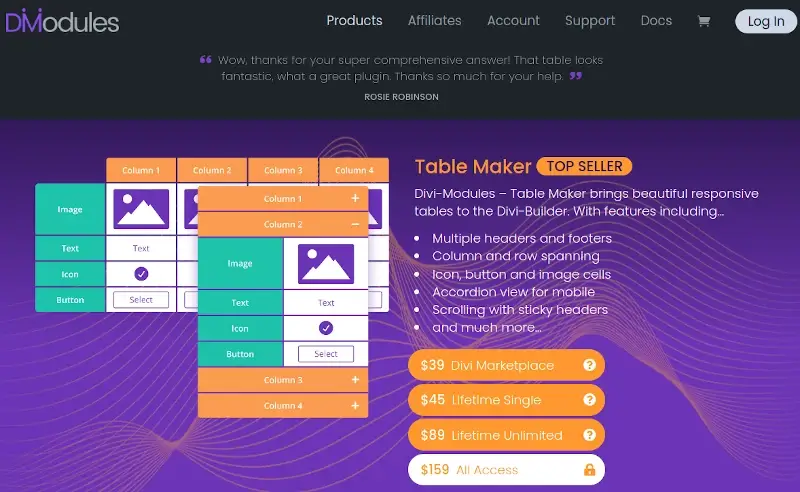 Divi-Modules Table Maker