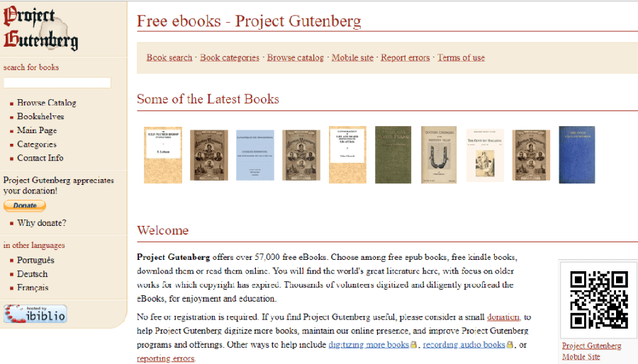 Project Gutenberg Ebook Website