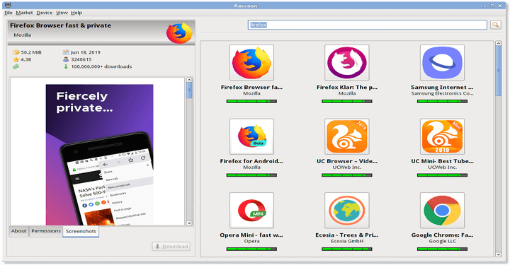 Raccoon - APK Downloader for Linux