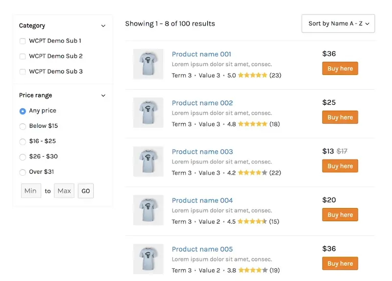 WooCommerce Product Table 