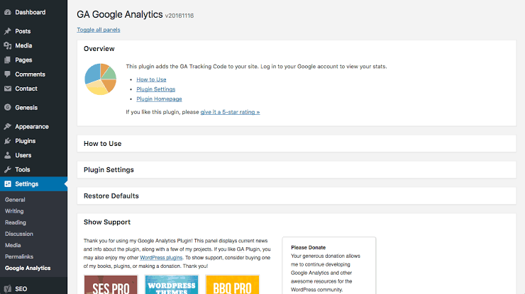 GA Google Analytics Plugin for WordPress