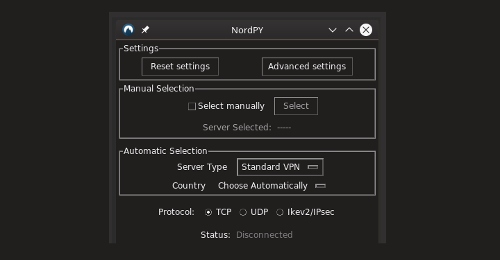 NordPy - NordVPN Client for Linux