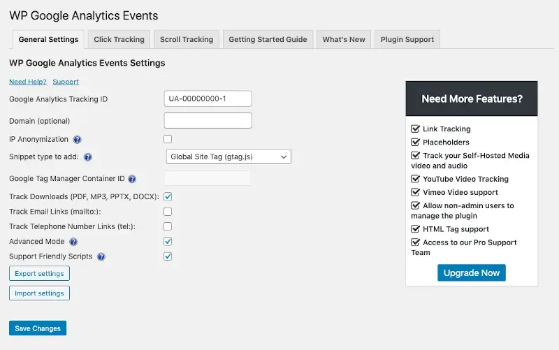 WP Google Analytics Events