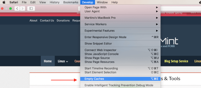 Empty Caches in Safari