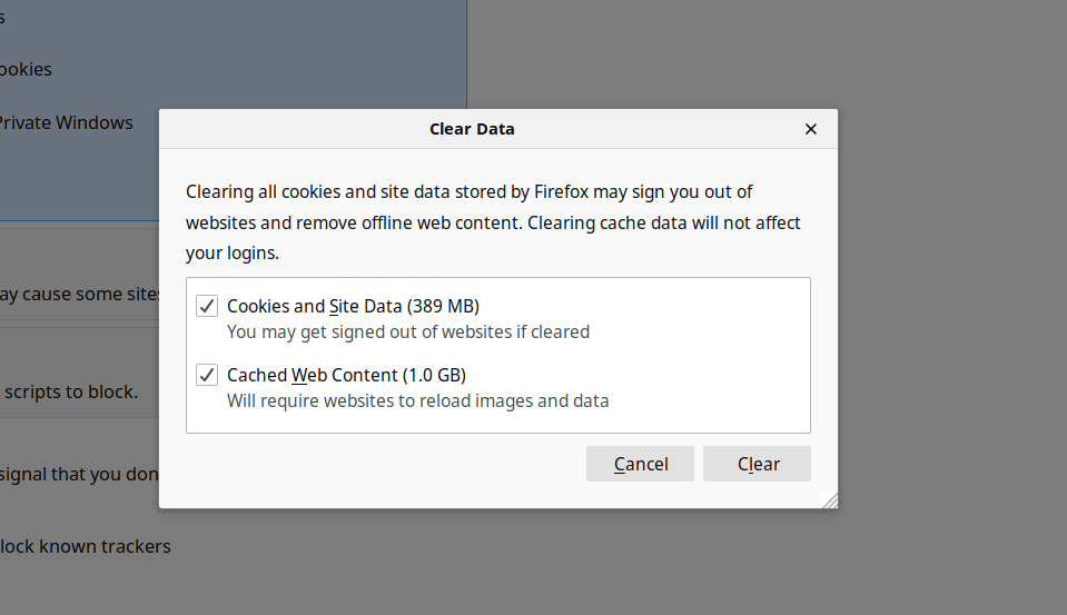 Firefox Clear Cache Data
