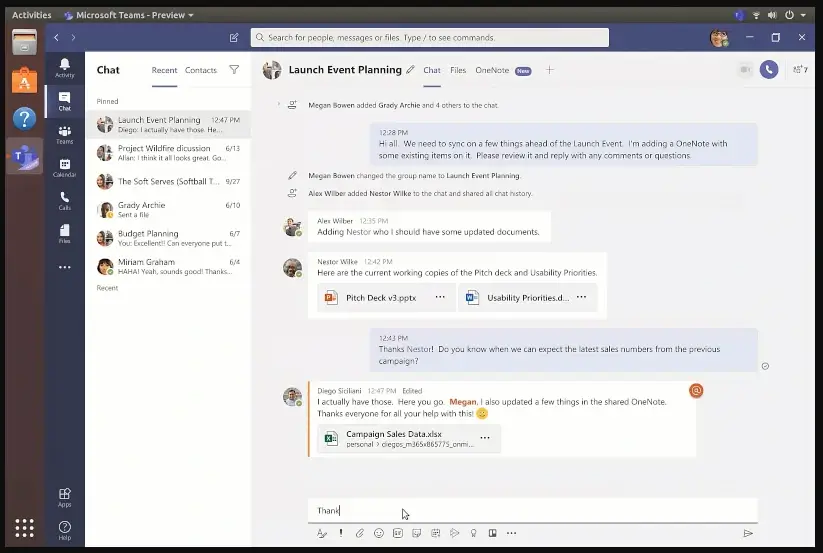 Microsoft Teams Running in Ubuntu Linux