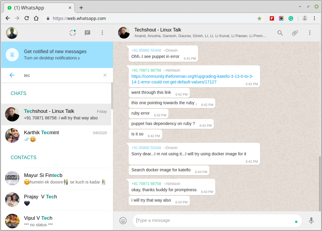 WhatsApp Web Interface