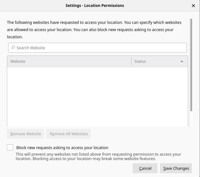 Firefox Location Permission