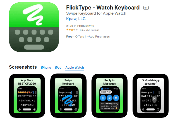 FlickType Watch Keyboard