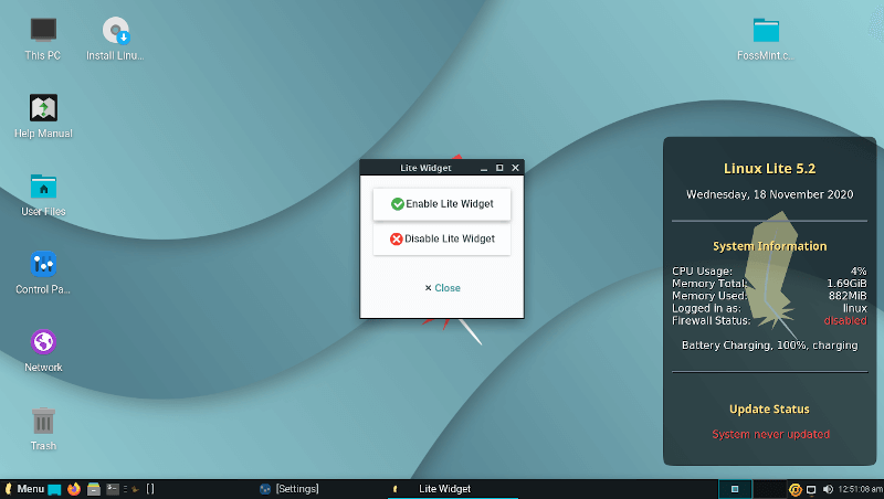 Linux Lite System Usage Details