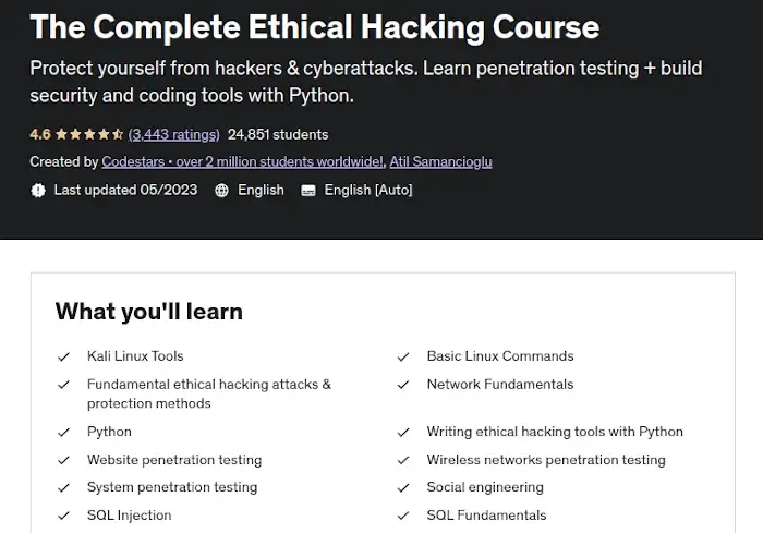 Ethical Hacking course