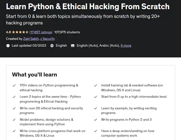 Learn Python and Ethical Hacking