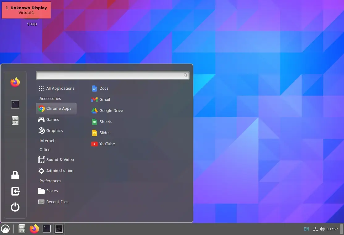 Cinnamon Desktop Menu