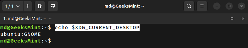 Current Desktop Environment of Ubuntu