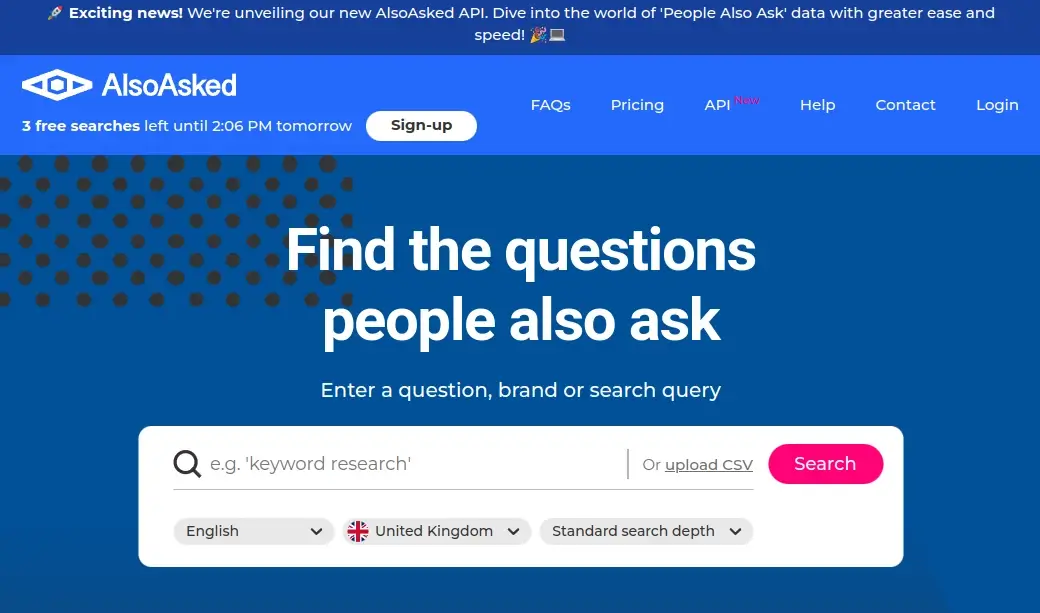 AlsoAsked - People Also Ask Keyword Research Tool