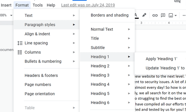 Table of Content