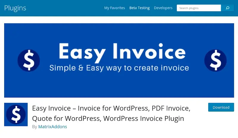 Easy Invoice Plugin