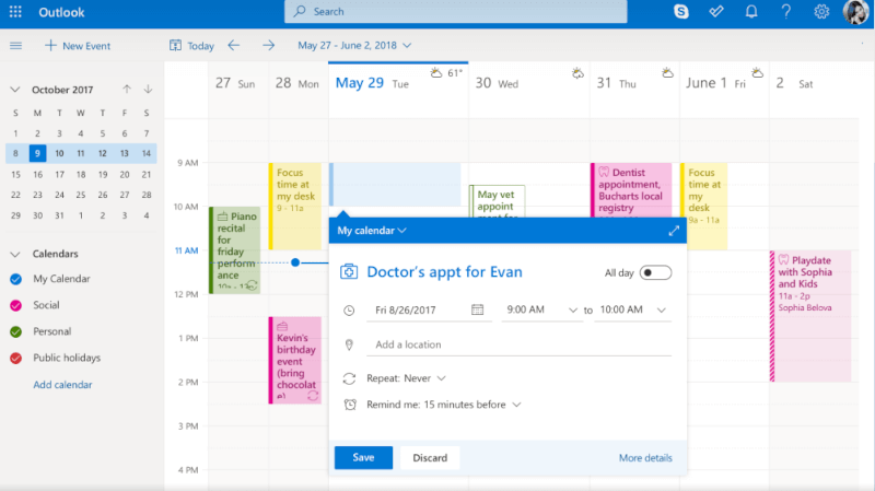 Microsoft Outlook Calendar