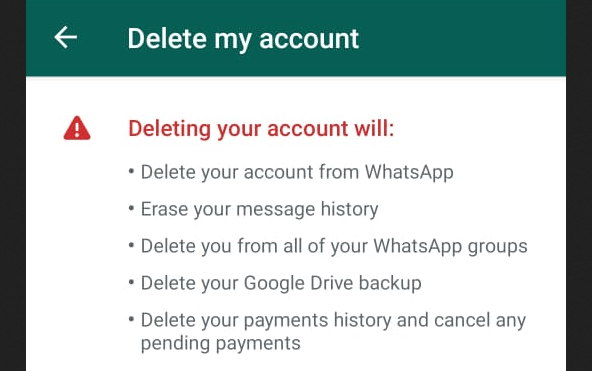 WhatsApp Delete My Account