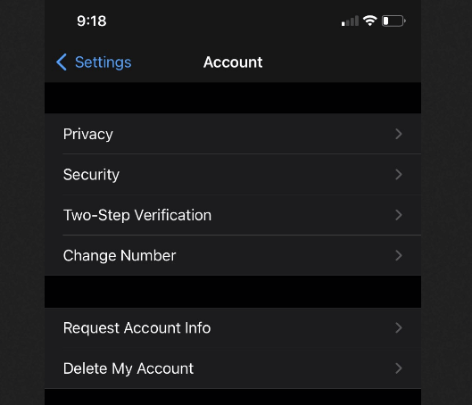 iOs - WhatsApp Account Setting