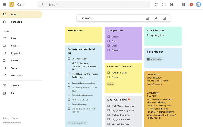 Google Keep - Notes and Lists