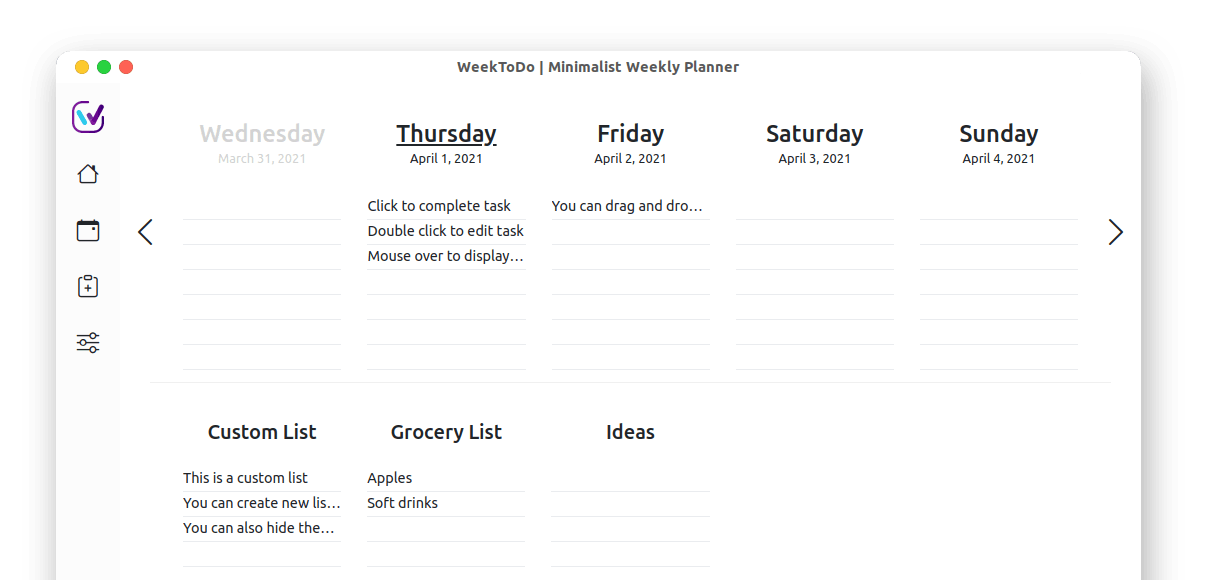 WeekToDo Planner Tool