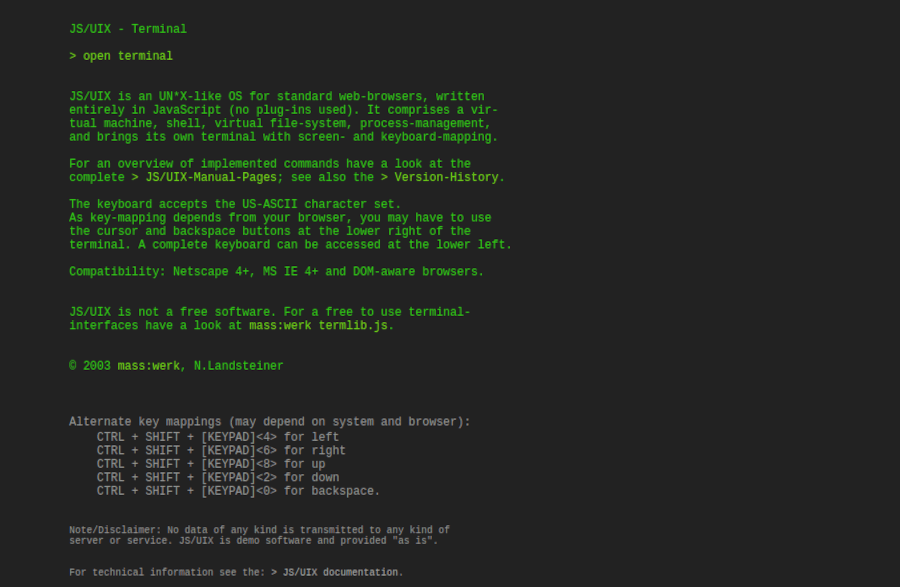 JS/UIX Terminal