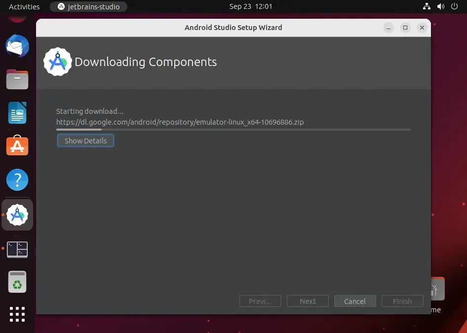 Android Studio Downloading Components