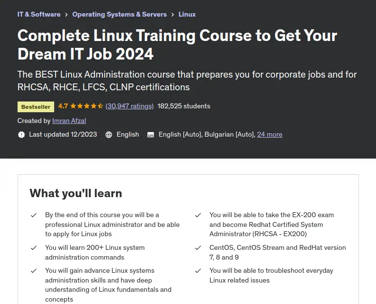 Best Linux Learning Courses on Udemy in 2024