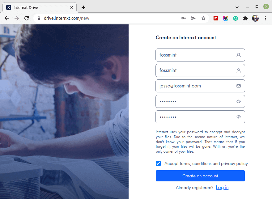 Internxt Create Account