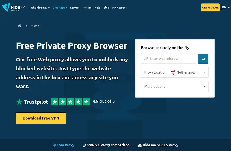 Hide.me - Free Proxy Server