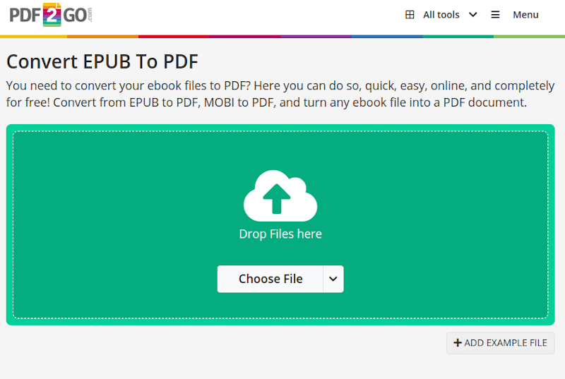 PDF2GO - Convert EPUB To PDF