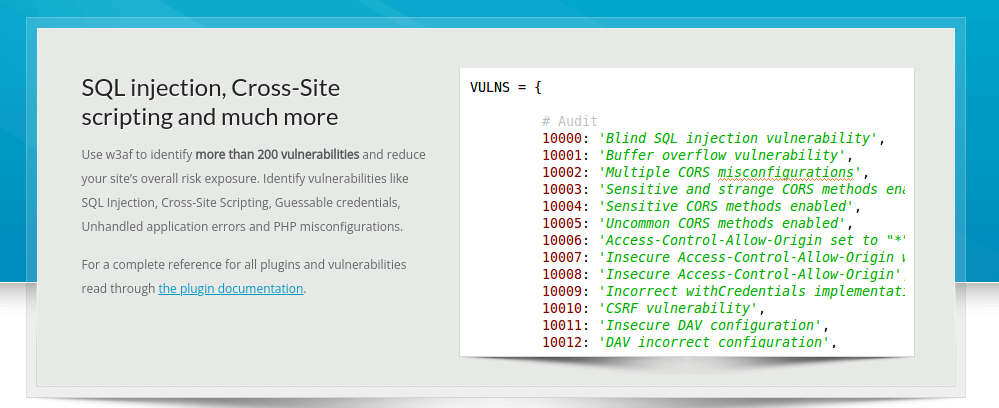 w3af - Web Application Attack and Audit Framework