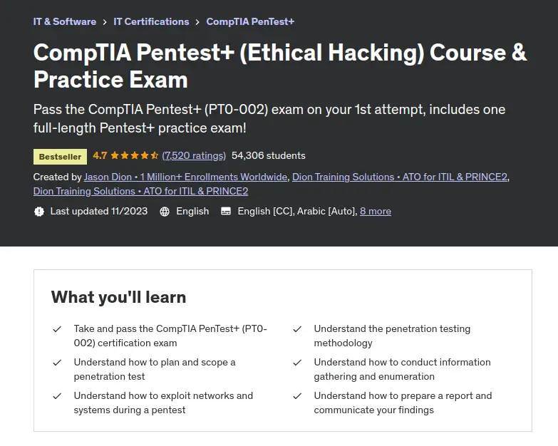 CompTIA Pentest and Hacking Course